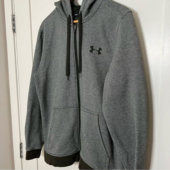 Under Armour Hoodie Sweatshirt Mens Size L Gray Coldgear Full Zip Fleece Jacket - Picture 4 of 12